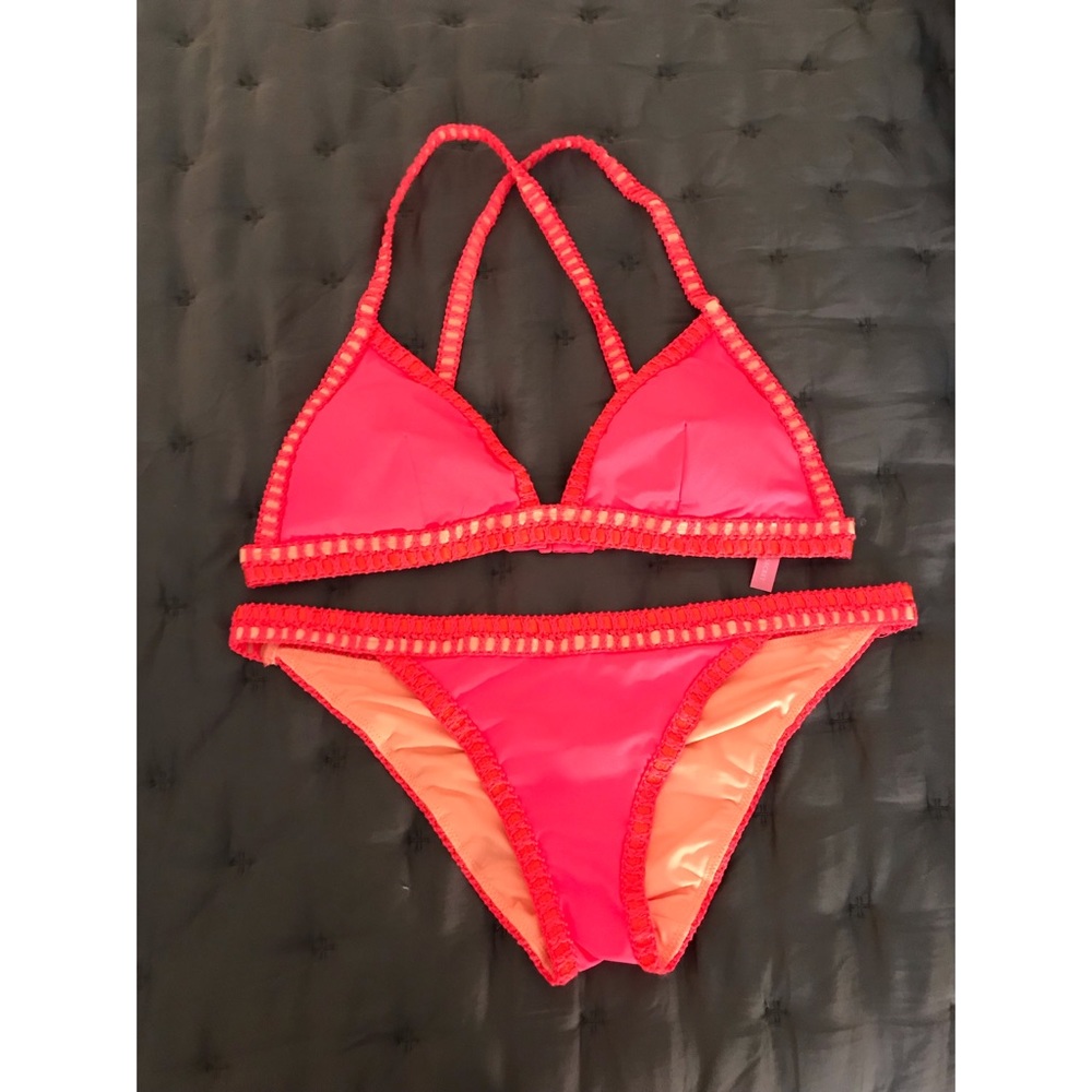 NWOT VS Swim Pink Crochet Edge Bikini 👙